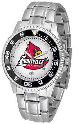Louisville Cardinals Men's Competitor Stainless with Color Bezel Watch