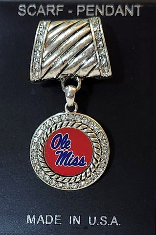 Mississippi Ole Miss Rebels Round Rhinestone Slide Pendant