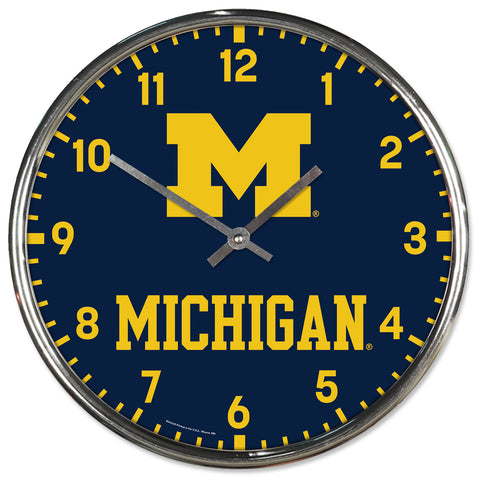Michigan Wolverines Chrome Wall Clock  OUT OF STOCK