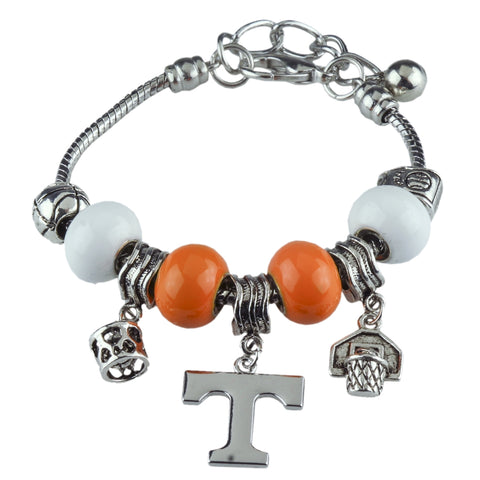 Tennessee Vols Beaded Basketball Charm Bracelet