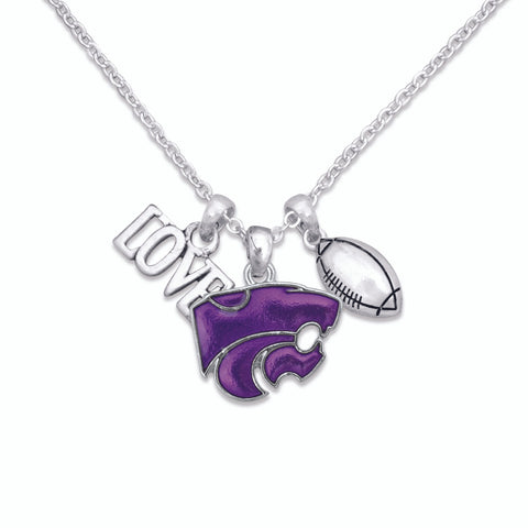 Kansas State Wildcats Love Football Necklace