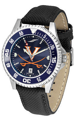 Virginia Cavaliers Men's Competitor AnoChrome Color Bezel Leather Band Watch