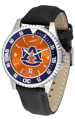 Auburn Tigers Men's Competitor AnoChrome Color Bezel Leather Band Watch