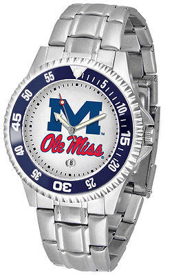 Mississippi Ole Miss Rebels Men's Competitor Stainless Steel AnoChrome with Color Bezel